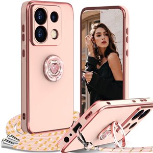 Funda para Xiaomi Redmi Note 13 Pro 5G/Poco X6 5G con Cuerda y Anillo de Soporte 360°