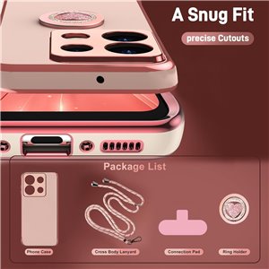 Funda para Xiaomi Redmi Note 13 Pro 5G/Poco X6 5G con Cuerda y Anillo de Soporte 360°
