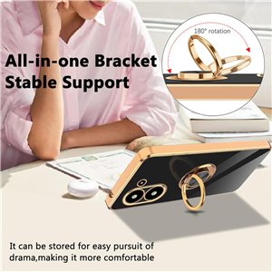 Funda Redmi 13C 4G con Cuerda , con 360° Anillo Soporte,Negro