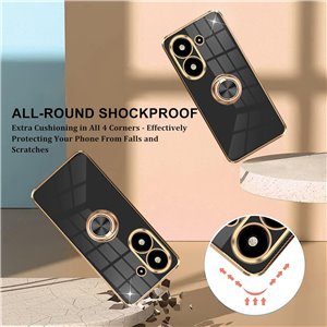 Funda Redmi 13C 4G con Cuerda , con 360° Anillo Soporte,Negro