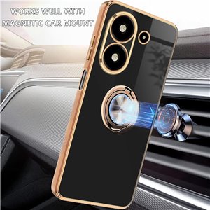 Funda Redmi 13C 4G con Cuerda , con 360° Anillo Soporte,Negro