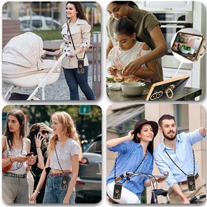 Funda Redmi 13C 4G con Cuerda , con 360° Anillo Soporte,Negro