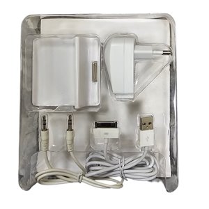 Base cargador iphone 30 pines + cable + jack 3.5mm