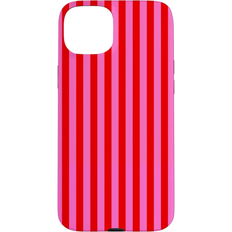 Carcasa para iPhone 15 Plus rayas rosas rojas