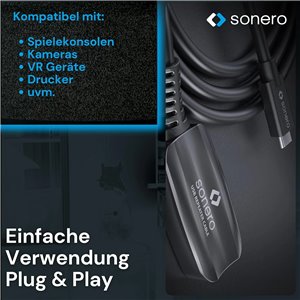 Sonero® Cable USB 3.2 de extensión activo con ampl
