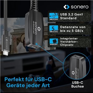 Sonero® Cable USB 3.2 de extensión activo con ampl