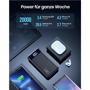 INIU Batería externa 20 W, PD3.0,20.000 mAh