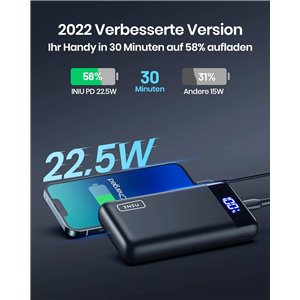 INIU Batería externa 20 W, PD3.0,20.000 mAh