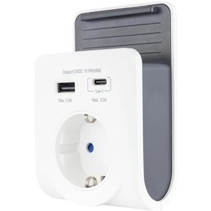 REV Cargador USB – Adaptador de Enchufe con práctica Bandeja para Smartphone