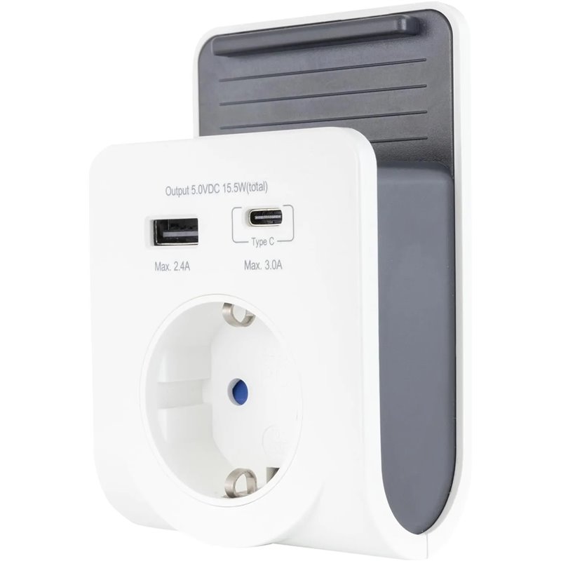 REV Cargador USB – Adaptador de Enchufe con práctica Bandeja para Smartphone