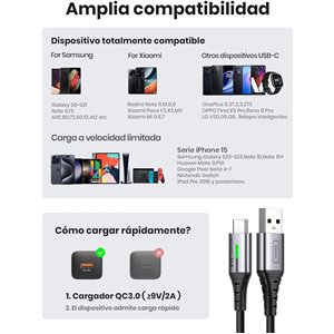 INIU Cable USB A USB C, [2m] QC 3,0 y 3,1A
