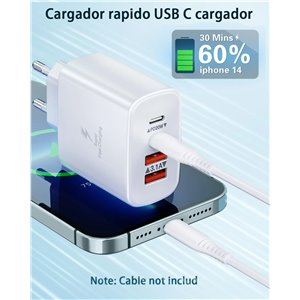 Cargador USB C, 40W 4-Puertos Cargador iPhone Carga Rapida