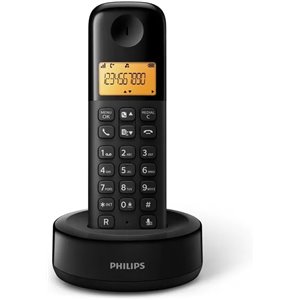Philips D1601B - Teléfono Fijo Inalámbrico, Pantalla 4,1 cm, Retroalimentación
