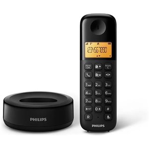 Philips D1601B - Teléfono Fijo Inalámbrico, Pantalla 4,1 cm, Retroalimentación