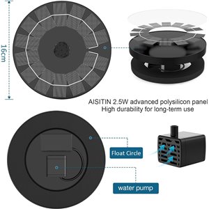 AISITIN 2,5 W Fuente Solar Jardin Exterior