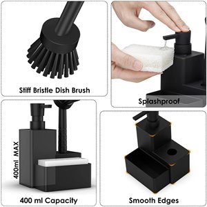 DISPENSADOR DE JABON DE COCINA CON SOPORTE DE ESPONJA
