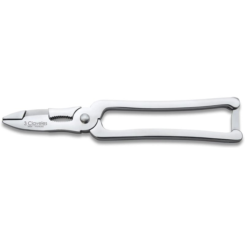 3 Claveles  - Corta mariscos Forjado con muelle y anclaje, inox, 17 cm