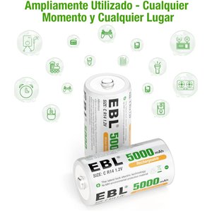 EBL C Batería 5000 mAh - Batería Recargable NI-MH