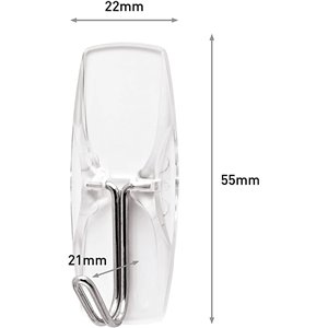 10 Ganchos Transparentes con Punta Metálica, 12 Tiras Adhesivas - Organizar Sin Dejar Marcas y Sin Taladrar