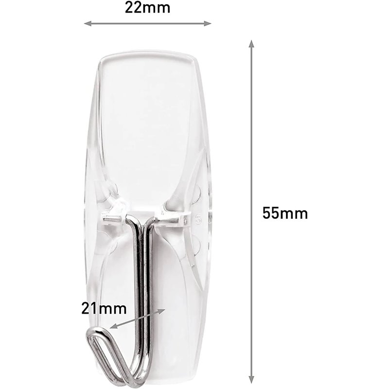 10 Ganchos Transparentes con Punta Metálica, 12 Tiras Adhesivas - Organizar Sin Dejar Marcas y Sin Taladrar