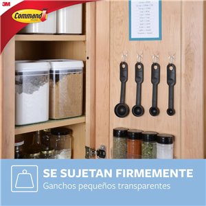 10 Ganchos Transparentes con Punta Metálica, 12 Tiras Adhesivas - Organizar Sin Dejar Marcas y Sin Taladrar