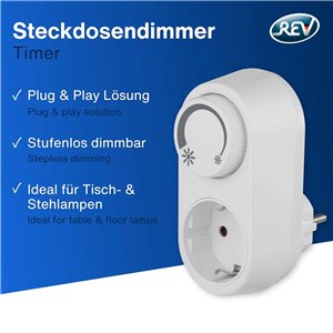 REV Atenuador, adaptador de atenuación LED con toma de 1 vía, control de brillo, blanco