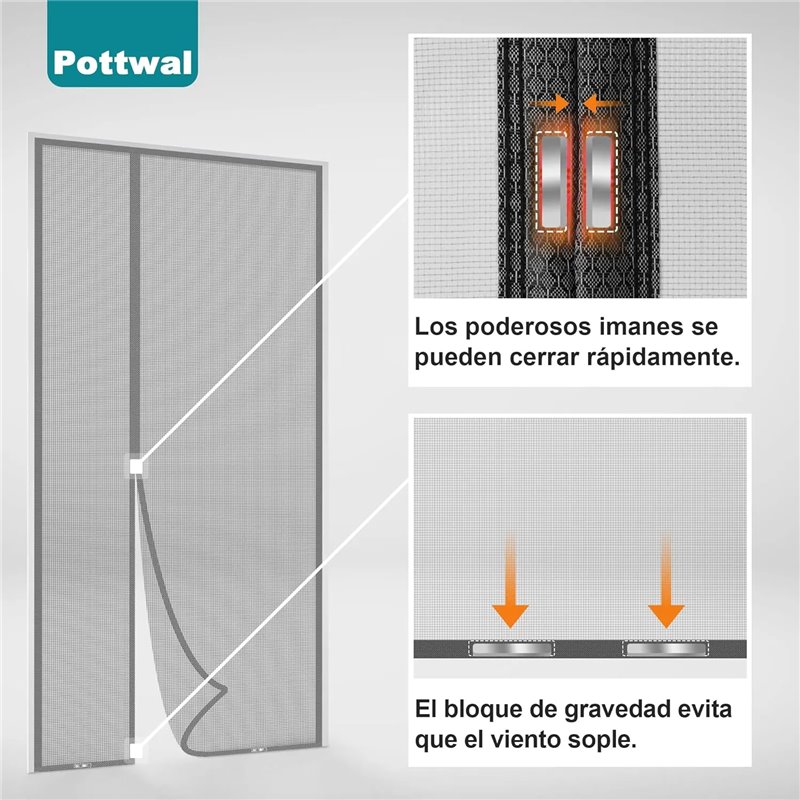 Pottwal Mosquitera Puerta Magnetica 212X123CM