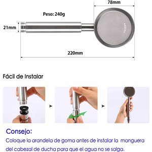 Olliwon Alcachofa de Ducha Alta presión con 1.5m