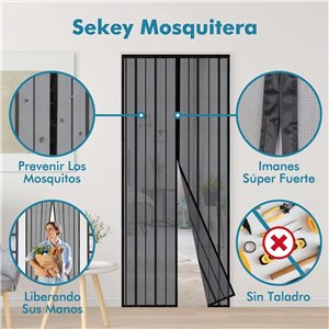 Sekey 80x205 cm Cortina Magnética de Puerta a Prueba de Mosquito para Puertas de Madera