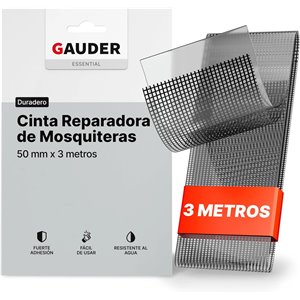 GAUDER Cinta de Reparación de Mosquitera.(3 m x 50 mm - negro)