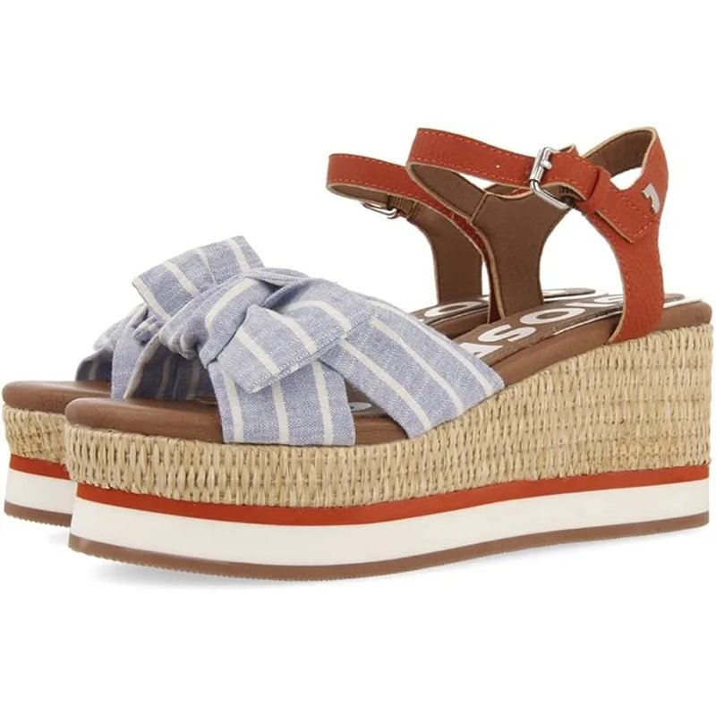 GIOSEPPO Sandalias DE CUÑA Azules con Detalle DE Lazada para Mujer IVORA . TALLA 41