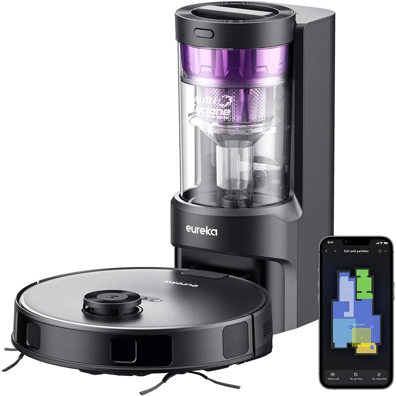 Eureka NERE10s Robot Aspirador y Fregasuelos con Vaciado automático de Polvo