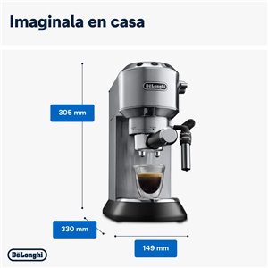 De'Longhi Dedica - Cafetera de Bomba de Acero Inoxidable para Café Molido o Monodosis