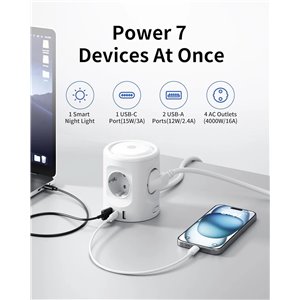 Torre Regleta Enchufes 16A con Luces LED Nocturnas