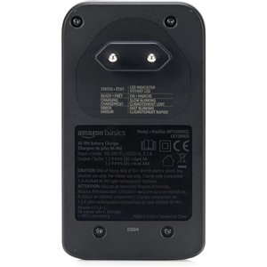 Amazon Basics Cargador de Pilas para Pilas Recargables AA y AAA NiMh, Enchufe de la UE, 4 Espacios., Negro