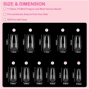 Uñas Postizas Cuadrado, Diboniur 550 Piezas