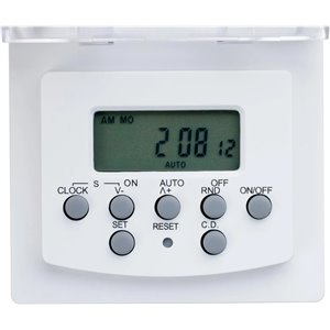 Unitec 48436 Temporizador semanal Mini con Pantalla Digital para Exteriores con protección Infantil, Color Blanco