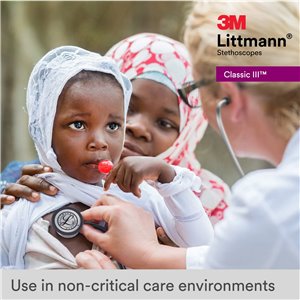 3M Littmann Fonendoscopio para monitorización Classic III, acabado en arcoíris, tubo azul Caribe, 68,5 cm, 5807