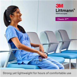 3M Littmann Fonendoscopio para monitorización Classic III, acabado en arcoíris, tubo azul Caribe, 68,5 cm, 5807