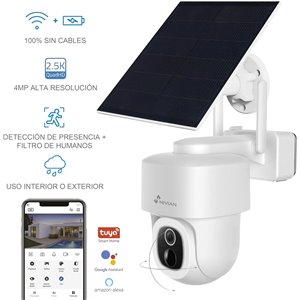 NIVIAN Cámara WiFi Exterior 2.5K Super HD con Batería y Placa Solar