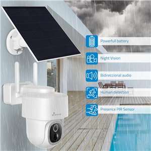 NIVIAN Cámara WiFi Exterior 2.5K Super HD con Batería y Placa Solar