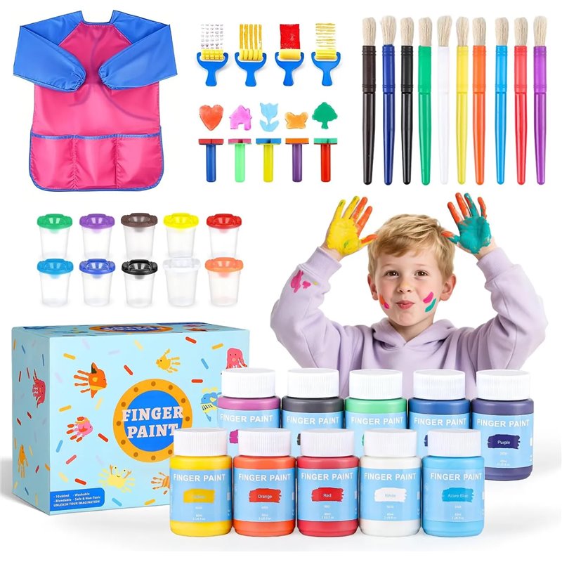 TMOL Pintura para dedos, bote de 10 colores, 60 ml