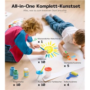 TMOL Pintura para dedos, bote de 10 colores, 60 ml