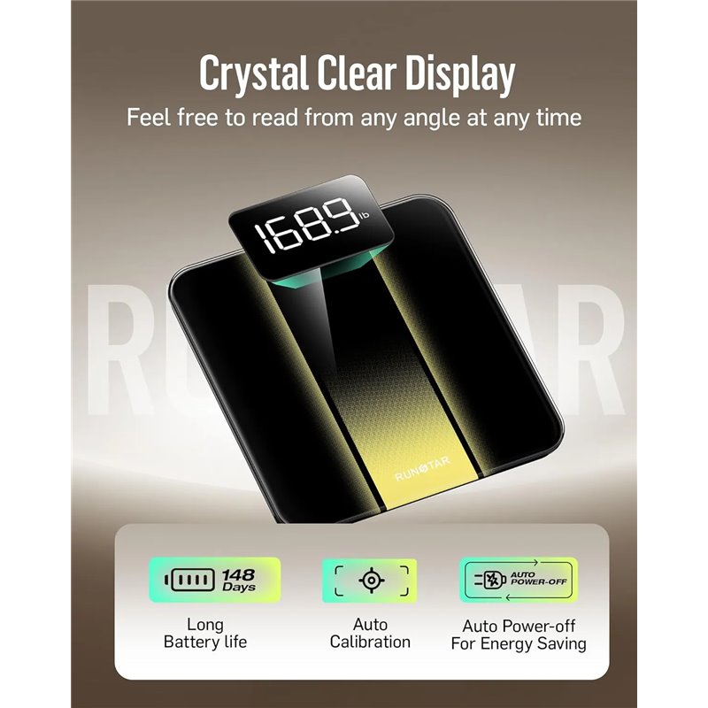 Báscula de baño digital RunStar, báscula de alta precisión, con pantalla LED retroiluminada