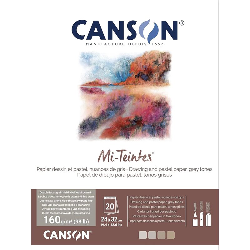 Canson Mi-Teintes 60% Abeja 160 g Bloc Encolado 24