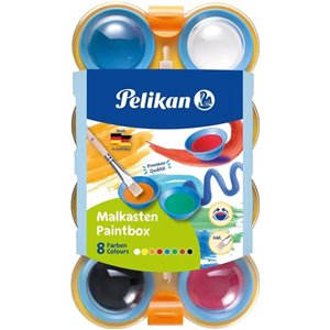 Pelikan, Set de 8 Acuarelas para Niños, Pincel y Paleta de Mezcla Incluídos, 8 Colores Vibrantes