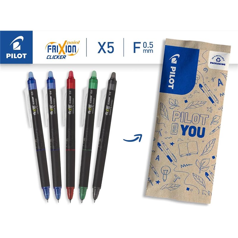 PILOT Caja de 5 FriXion Point Clicker 0,5