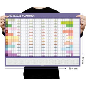 evelay Agenda de pared 2025 2026, tamaño A2 (59 cm x 42 cm)