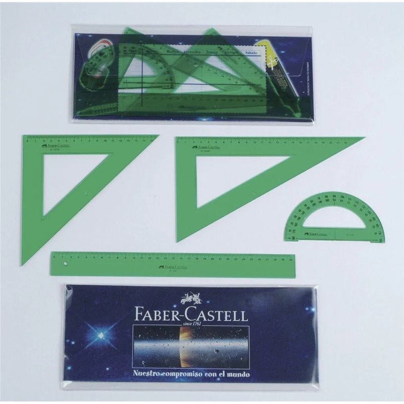 Faber-Castell 65021 - Pack Escolar - Escuadra - Cartabón