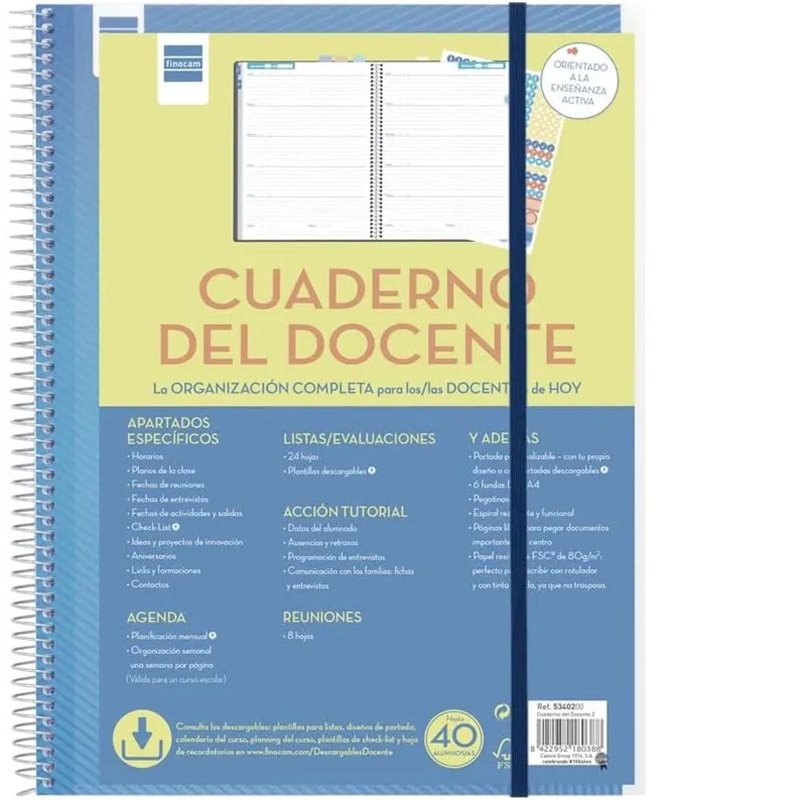 Finocam 5340001 - Cuaderno del docente, formato 230x210 mm